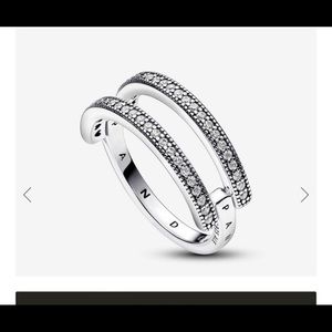 Pandora Signature Logo & Pavé Double Band Ring US 8